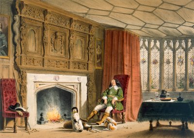 Squire with his dogs by the hearth, Southam Delabere, Gloucestershire, from 